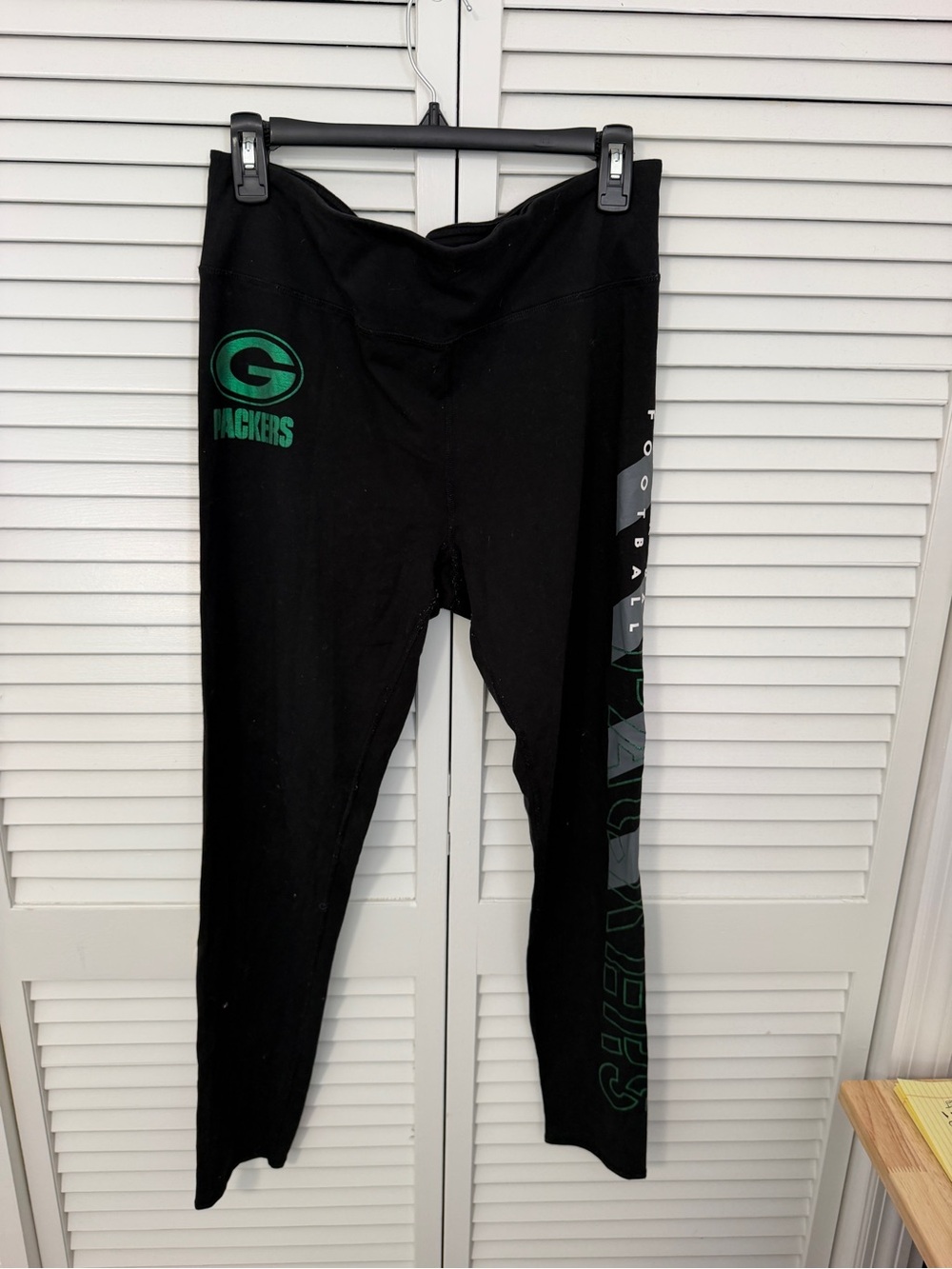 Green Bay Packers Black Logo Leggings Size XL